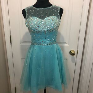 Baby Online Dress mini blue jeweled rhinestone prom homecoming dress